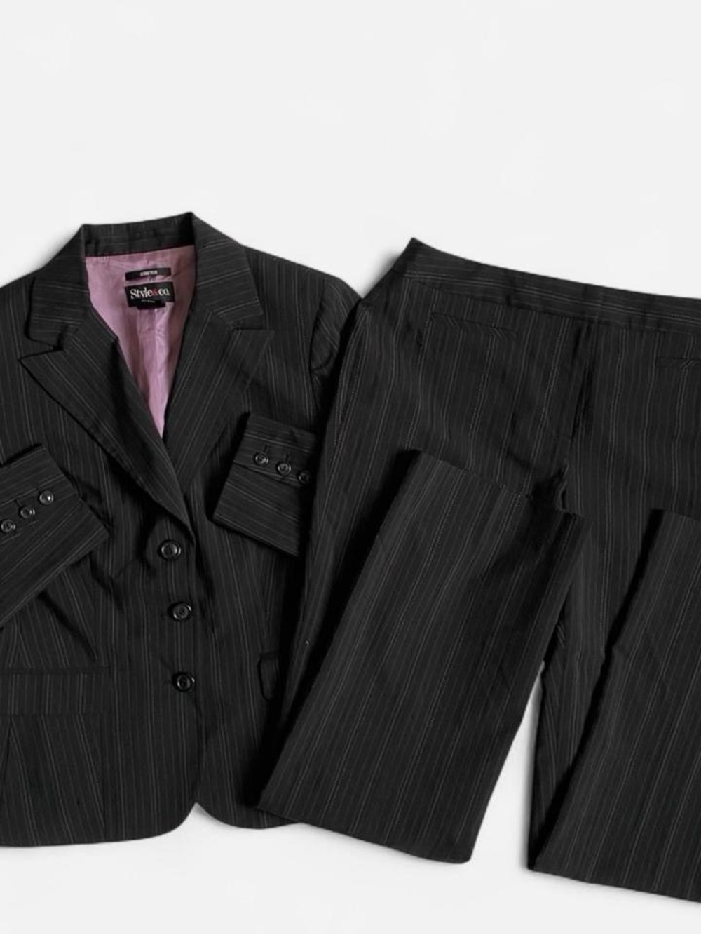 Vintage Y2K black pinstripe suit